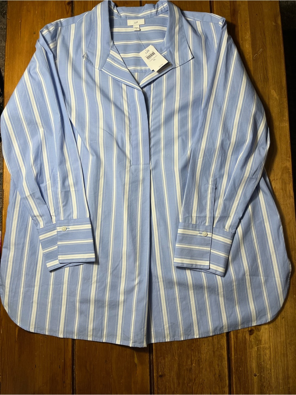 J. Jill Light Blue and White Striped Tunic